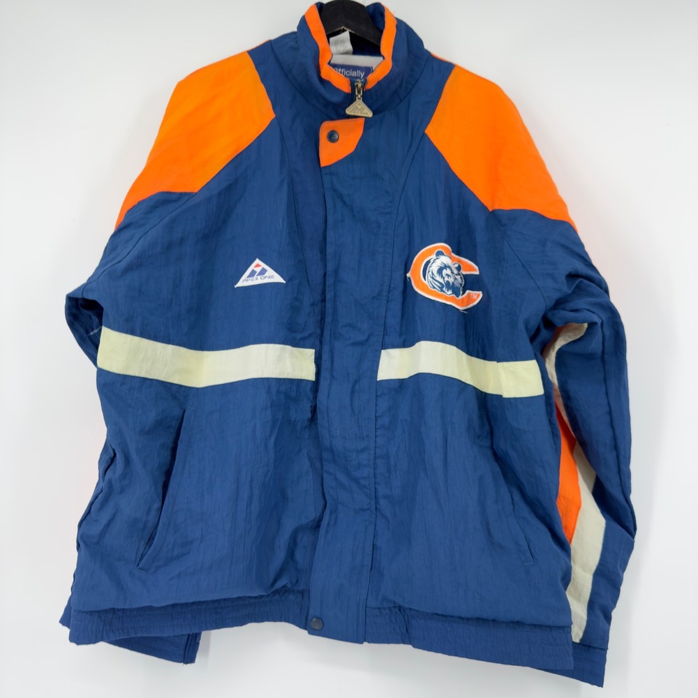 Vintage Apex One Chicago Bears NFL Jacket Blue Orange Colorblock Mens Large 90s